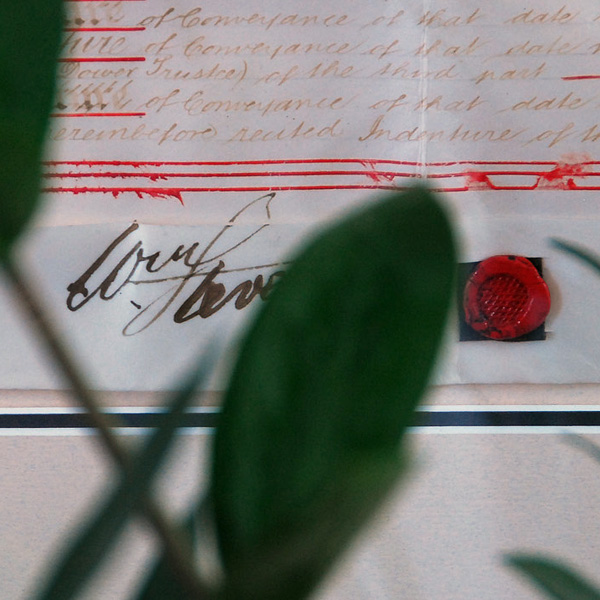 Close up of a real estate deed