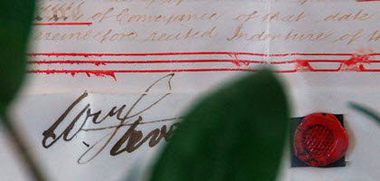 Close up view of signatures on a legal document